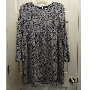 LOFT Outlet Womens Size Medium Blue Paisley Floral Flare Sheer Sleeve Mini Dress